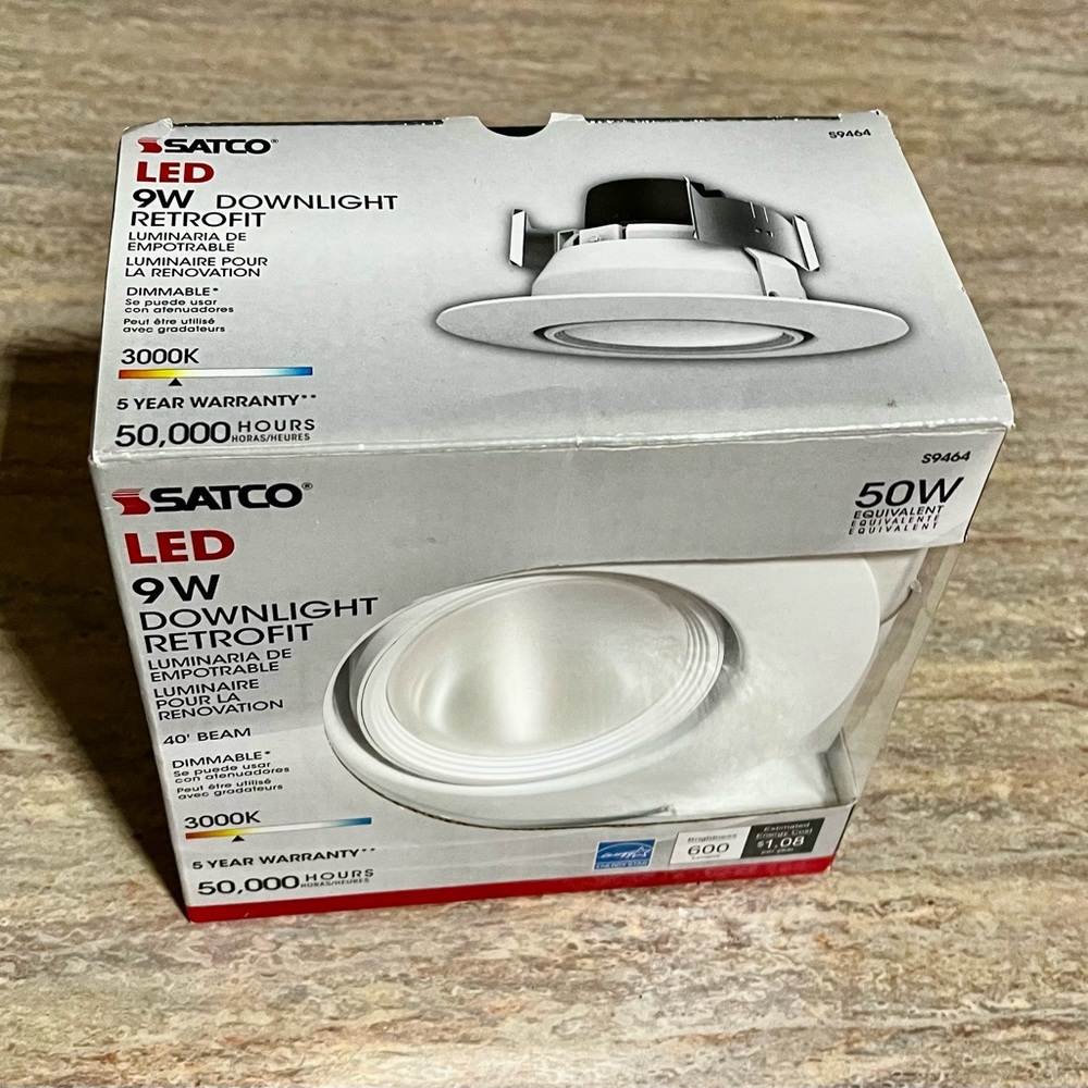 NIB Satco S9464 LED 9W Downlight Retrofit